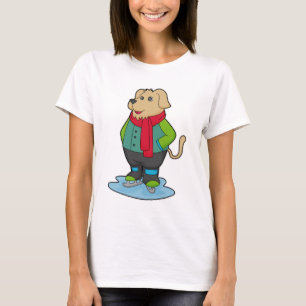 Camiseta Cachorro no gelo com skates de gelo