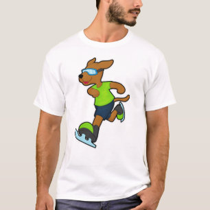 Camiseta Cachorro no gelo patinando com óculos