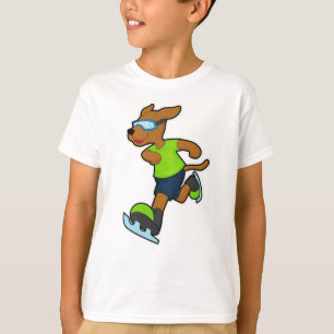 Camiseta Cachorro no gelo patinando com óculos