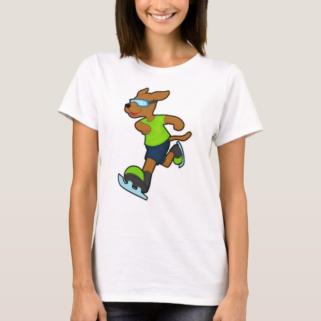 Camiseta Cachorro no gelo patinando com óculos (Frente)