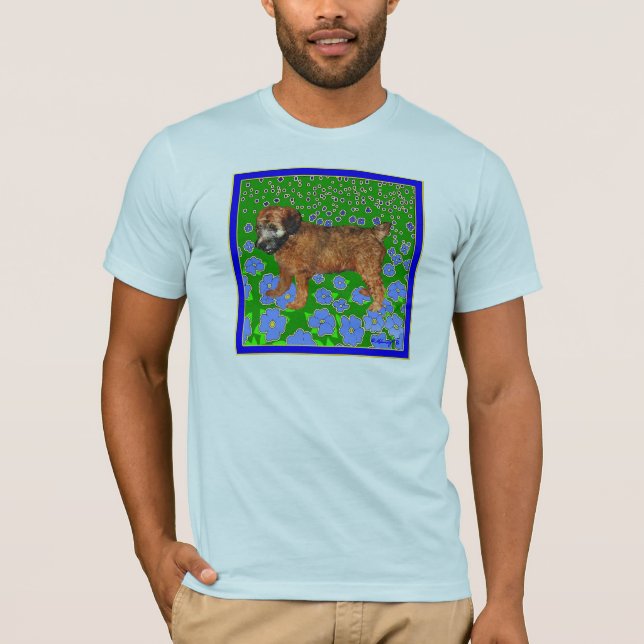 Camiseta Cachorro no Jardim - Azul (Frente)