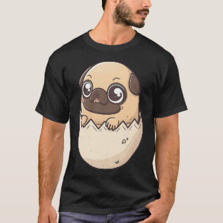 Camiseta Cachorro no ovo, Pug fofo de Páscoa, Cachorro Kawa