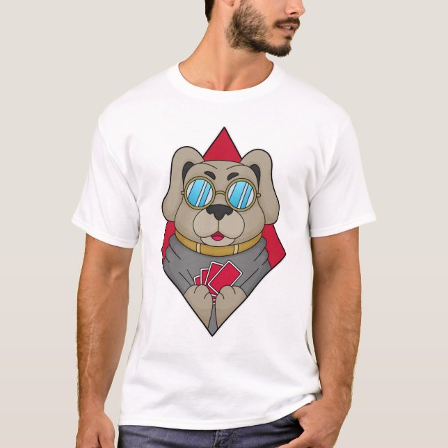 Camiseta Cachorro no Poker com cartões Poker (Frente)