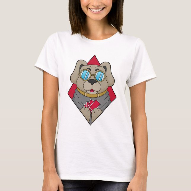 Camiseta Cachorro no Poker com cartões Poker (Frente)