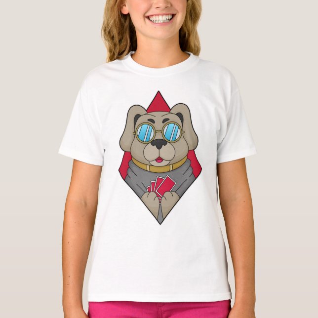 Camiseta Cachorro no Poker com cartões Poker (Frente)