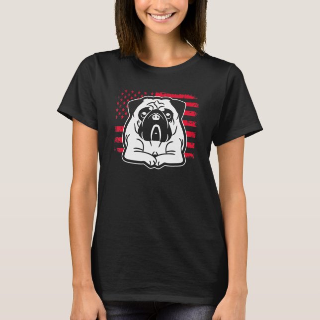 Camiseta Cachorro Nos Pug American Flag 1 (Frente)