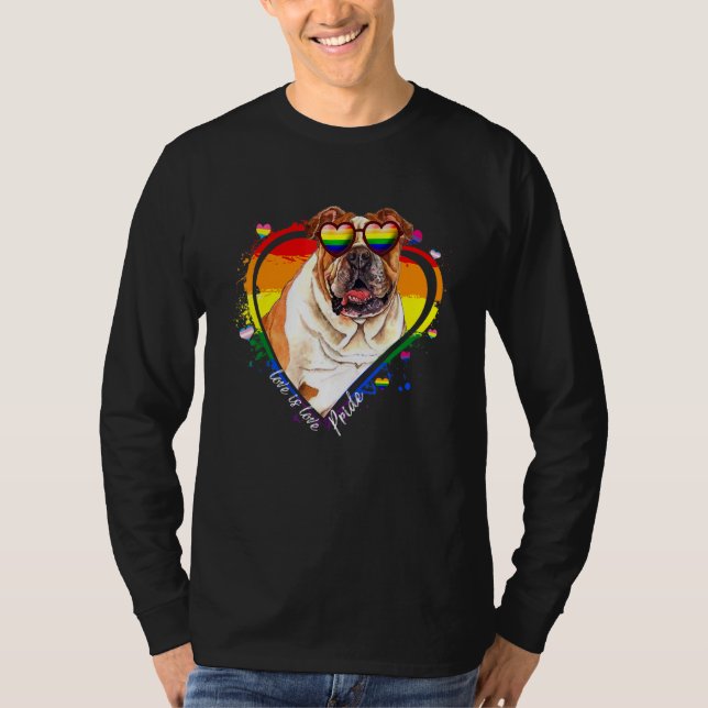 Camiseta Cachorro-Orgulho gay do-Arco-Íris Cute Pitbull Lgb (Frente)