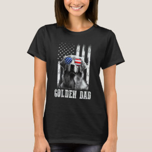 Camiseta Cachorro orgulhoso americano Retriever golden Flag