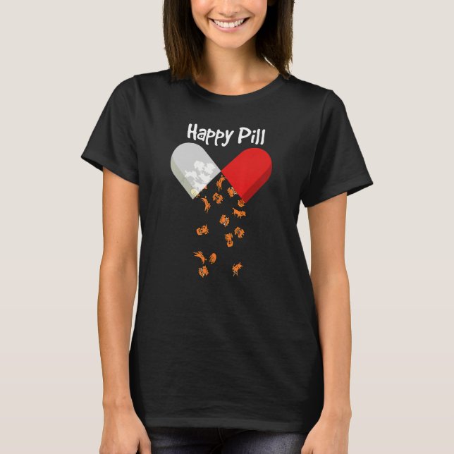 Camiseta Cachorro ouro Feliz Pílula Mãe Pai (Frente)
