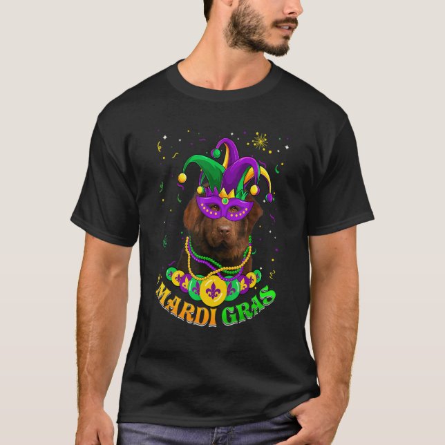 Camiseta Cachorro Pai Cachorro da Terra Nova, Mardi Gras, C (Frente)