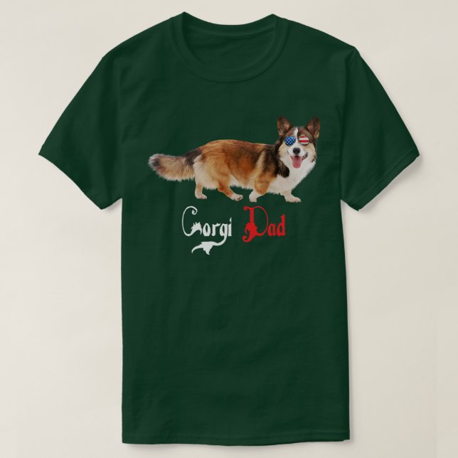 Camiseta Cachorro Papá Pai-Puppy Corgi  (Frente do Design)