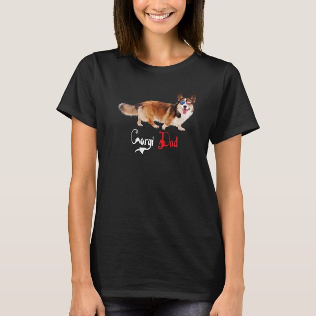 Camiseta Cachorro Papá Pai-Puppy Corgi (Frente)