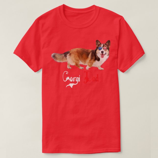 Camiseta Cachorro Papá Pai-Puppy Corgi (Frente do Design)