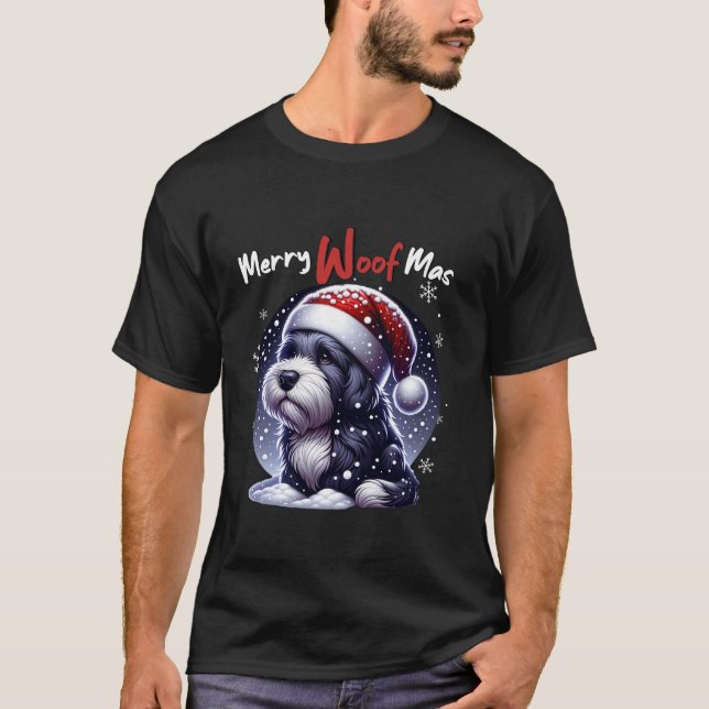 Camiseta Cachorro Papai Noel xmas mulheres feias de Natal (Frente)