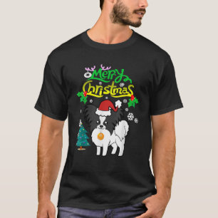 Camiseta Cachorro Papillon Chapéu de Papai Noel Natal Diver