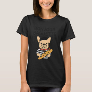 Camiseta Cachorro Parisiense Bulldog Francês Baguete Bonjou