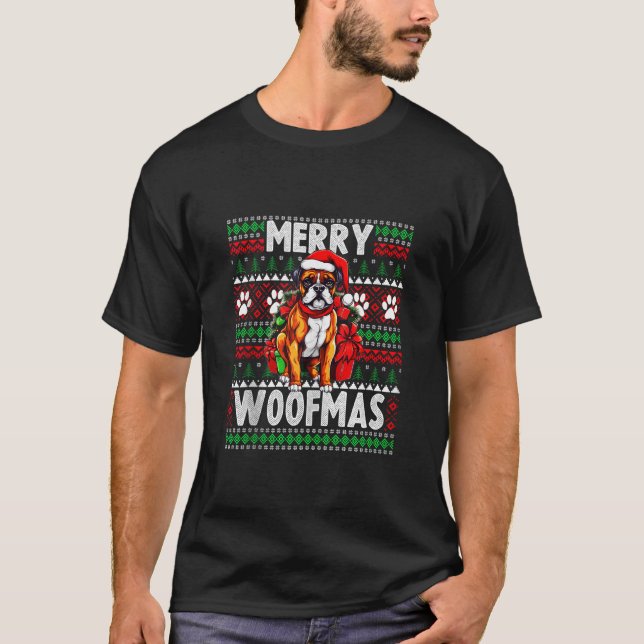Camiseta Cachorro Passa Natal Engraçado Suor de Natal Feio  (Frente)
