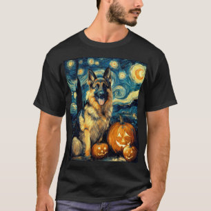 Camiseta Cachorro Pastor Alemão Bonito Halloween Jack O Lan