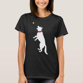 Camiseta Cachorro Pastor Alemão Branco Gsd Apanhando Bola d