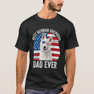 Camiseta Cachorro Pastor Alemão Branco Homem Pai Bandeira A