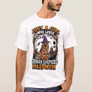 Camiseta Cachorro Pastor Alemão Dia das Bruxas Chapéu de Br