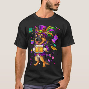 Camiseta Cachorro Pastor Alemão Engraçado do Mardi Gras Beb