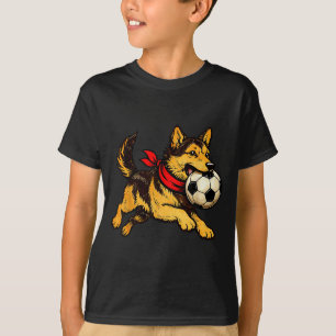 Camiseta Cachorro Pastor Alemão Engraçado Jogando Dia de Jo