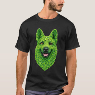 Camiseta Cachorro Pastor Alemão Fofo com Arte de Trevos Dia