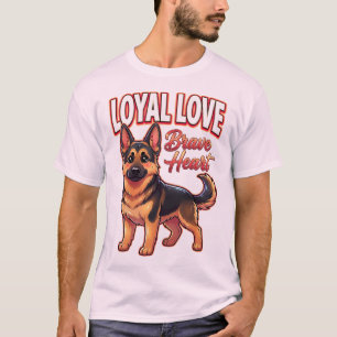 Camiseta Cachorro Pastor Alemão Fofo de Dia dos Namorados –