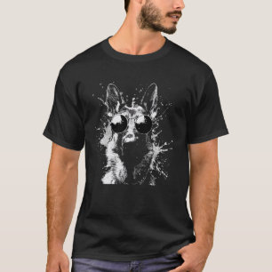 Camiseta Cachorro Pastor Alemão Legal com Óculos de Sol Spl