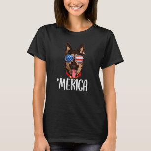 Camiseta Cachorro Pastor Alemão Merica 4 De Julho Bandeira