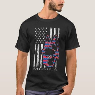 Camiseta Cachorro Pastor Alemão Merica 4 De Julho Bandeira