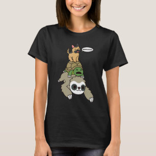 Camiseta Cachorro Pastor Alemão Montando Preguiça Tartaruga