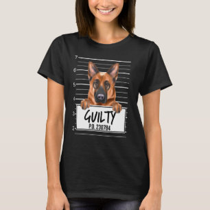 Camiseta Cachorro Pastor Alemão Mugshot Culpado