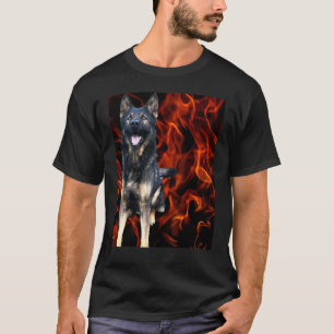 Camiseta Cachorro Pastor Alemão no Fogo Amigo Pastor Alemão