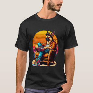 Camiseta Cachorro Pastor Alemão Retro Engraçado Com Óculos