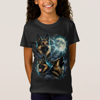 Camiseta Cachorro Pastor Alemão Uivando para a Lua