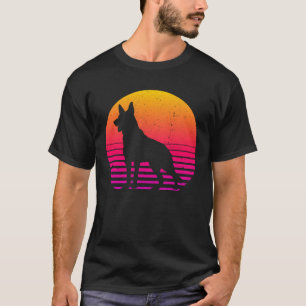 Camiseta Cachorro Pastor Alemão Vintage Retro Estilo Anos 8