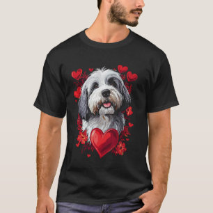 Camiseta Cachorro Pastor Inglês Antigo do Dia dos Namorados