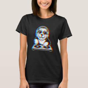 Camiseta Cachorro Pastor Inglês Velho e Divertido DJ Glitch