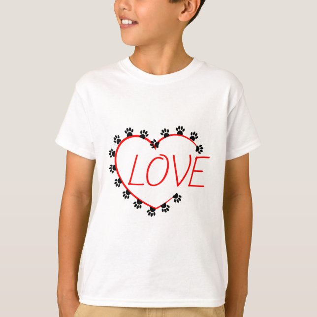 Camiseta Cachorro Pata Coração Vermelho Amor (Frente)