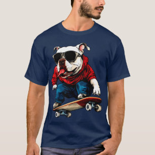 Camiseta Cachorro-patinador/Camisa-taça-de-skate