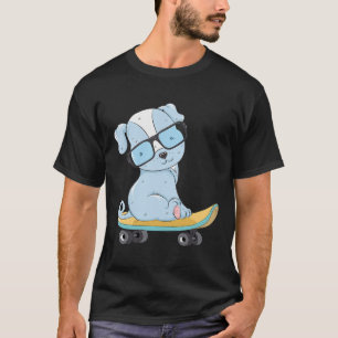 Camiseta Cachorro Patinando Cachorrinho Engraçado Skate Cão