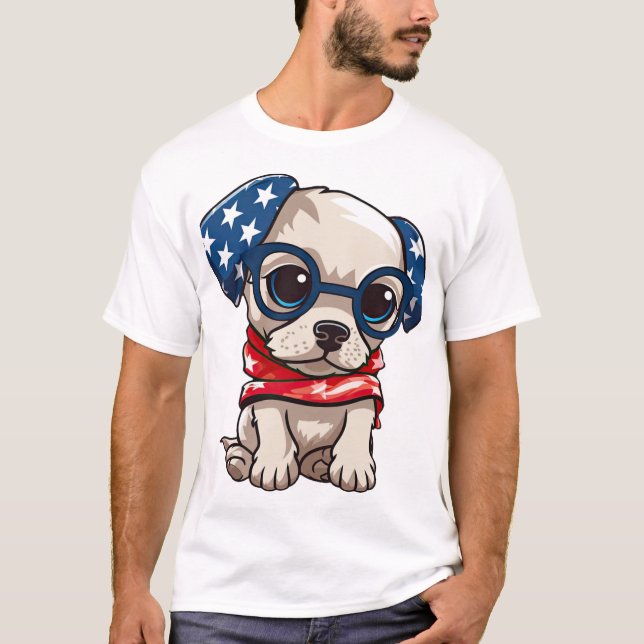 Camiseta Cachorro Patriota - Estilo 13 (Frente)