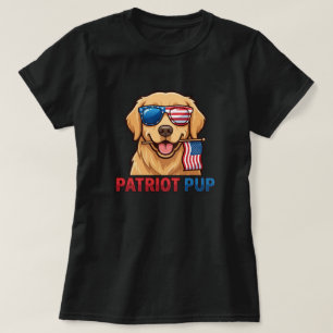 Camiseta Cachorro Patriota Golden Retriever Bandeira dos EU