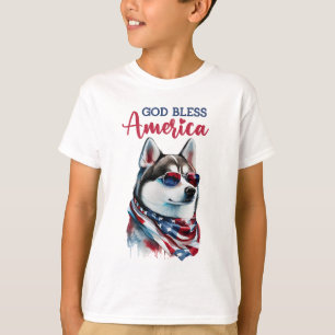 Camiseta Cachorro Patriota-Husky