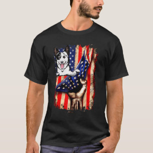 Camiseta Cachorro Patriótico Australiano de Gado Bandeira A