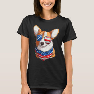 Camiseta Cachorro Patriótico Bandeira Americana  Amor Corgi