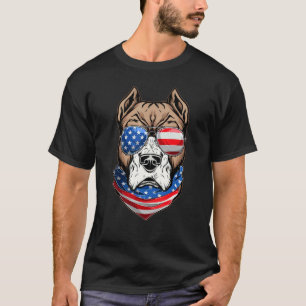 Camiseta Cachorro Patriótico Bandeira Americana Pitbull