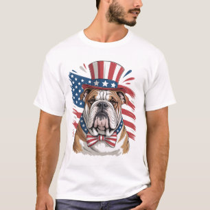 Camiseta Cachorro Patriótico Bulldog